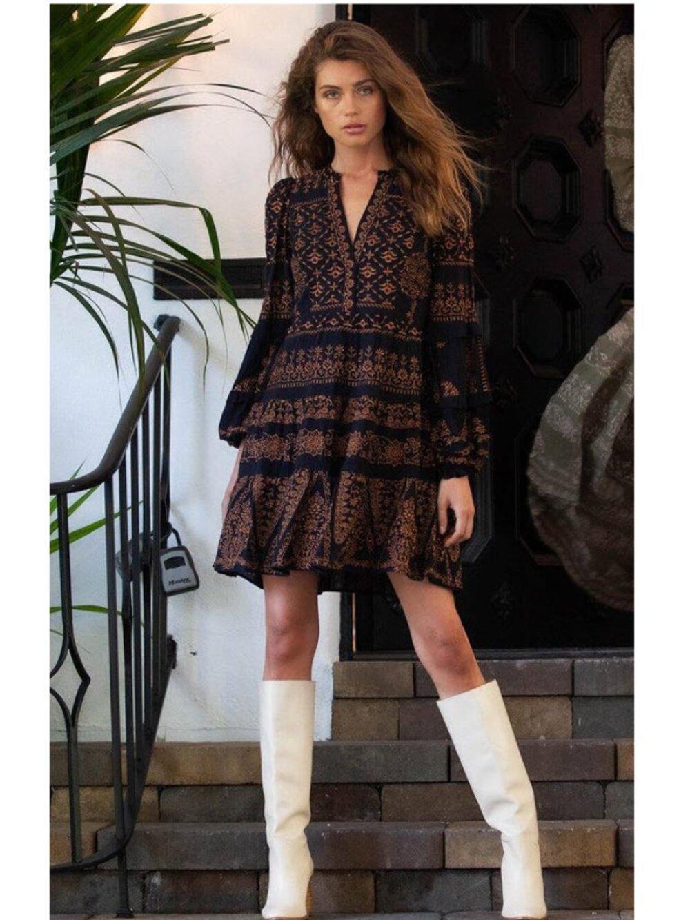Hale Bob  Adira Embroidered Dress  Sz XS
